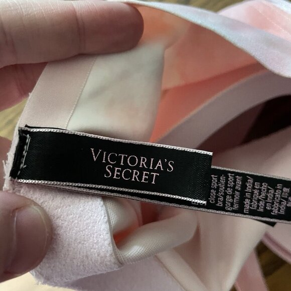 Victorias Secret Women 34C Pink Tie Dye Knockout Front Close Sports Bra - Picture 7 of 10